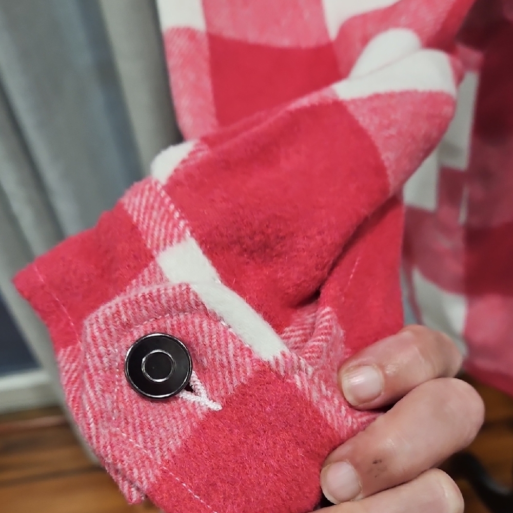 Velvet Heart Pink and White Plaid Utility Jacket Flannel - Picture 3 of 8